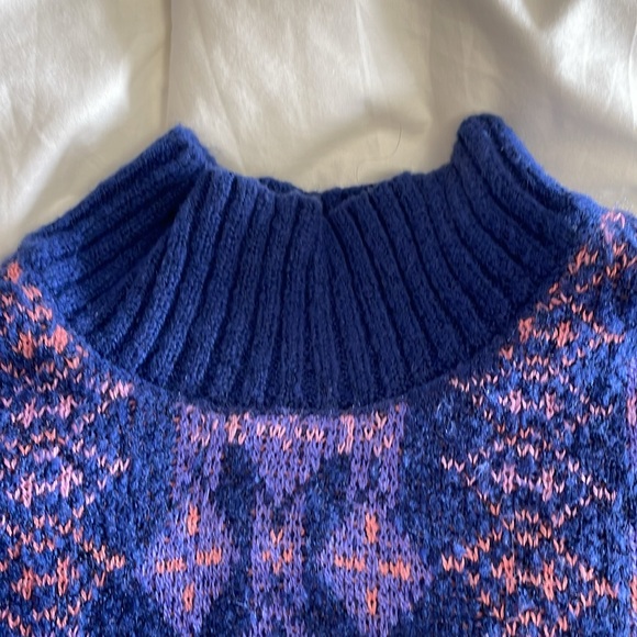 LANE BRYANT UEC Size 14/16 Long-Sleeve Mock-Neck Jacquard Cropped Sweater Blue - Picture 6 of 13